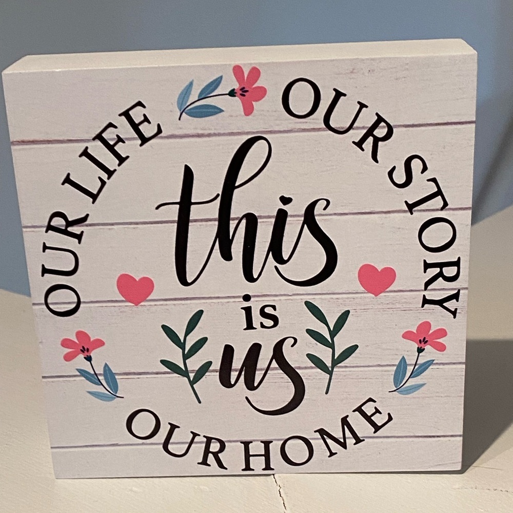 Decorative Wall Sign with Pink and Green Accents